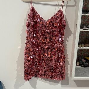 Meshki Rose Gold Sequin Mini Dress | XXL | Sparkle Party Cocktail Clubwear